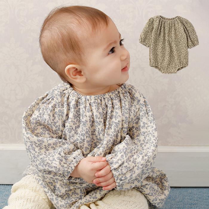 ベビー服 Ampersand ガーゼ 花柄 プリント ふんわり ロンパース 赤ちゃん 長袖 かわいい おしゃれ 女の子 出産祝い ギフト レトロ Angeliebe Paypayモール店 通販 Paypayモール