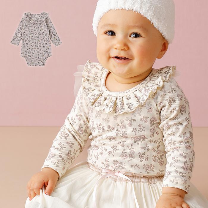 ベビー服 花柄プリント フリル 衿 ボディ 赤ちゃん ベビー用品 長袖 かわいい おしゃれ 女の子 フラワー 花 チュール 結婚式 トップス Angeliebe 通販 Yahoo ショッピング