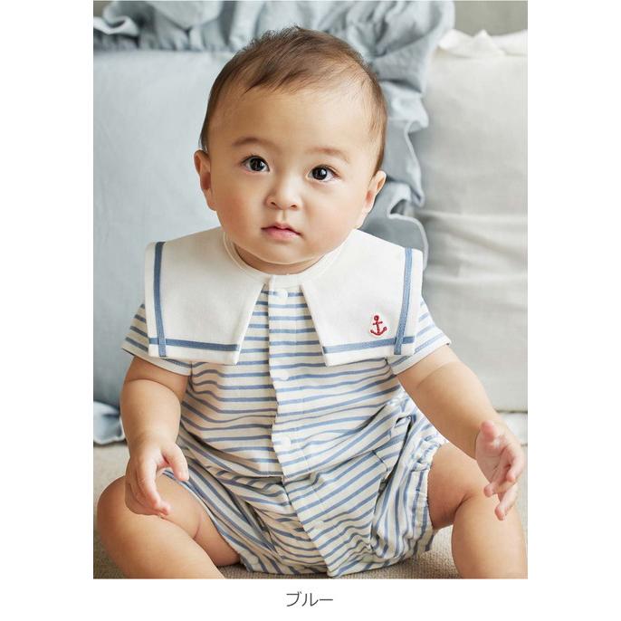 ベビー服 男の子 おしゃれ ロンパース 夏 セーラー おとこのこ 男児 70