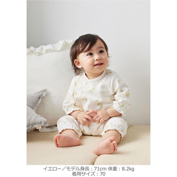 ロンパース 長袖 60 70 女の子 男の子 新生児 ベビー服  mocmof フルーツ柄かんたんロンパース 柄 股スナップ フルーツ｜angeliebe｜10