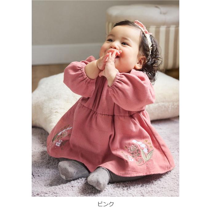 Seraph ベビー服 ロンパース スタイ付きすずらん刺繍ロンパース Seraph ベビー服 ロンパース スタイ付きすずらん刺繍ロンパース