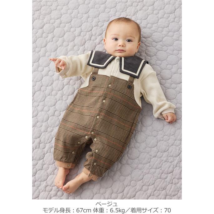 【もか】familiar チェック柄ロンパース2点セット Ampersand（アンパサンド） ベビー服 ロンパース 60 70 長袖
