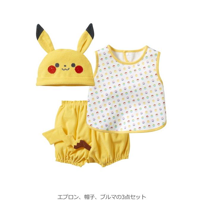 モンポケ ギフト エプロンセット monpoke 赤ちゃん 男の子 女の子 ピカチュウの画像