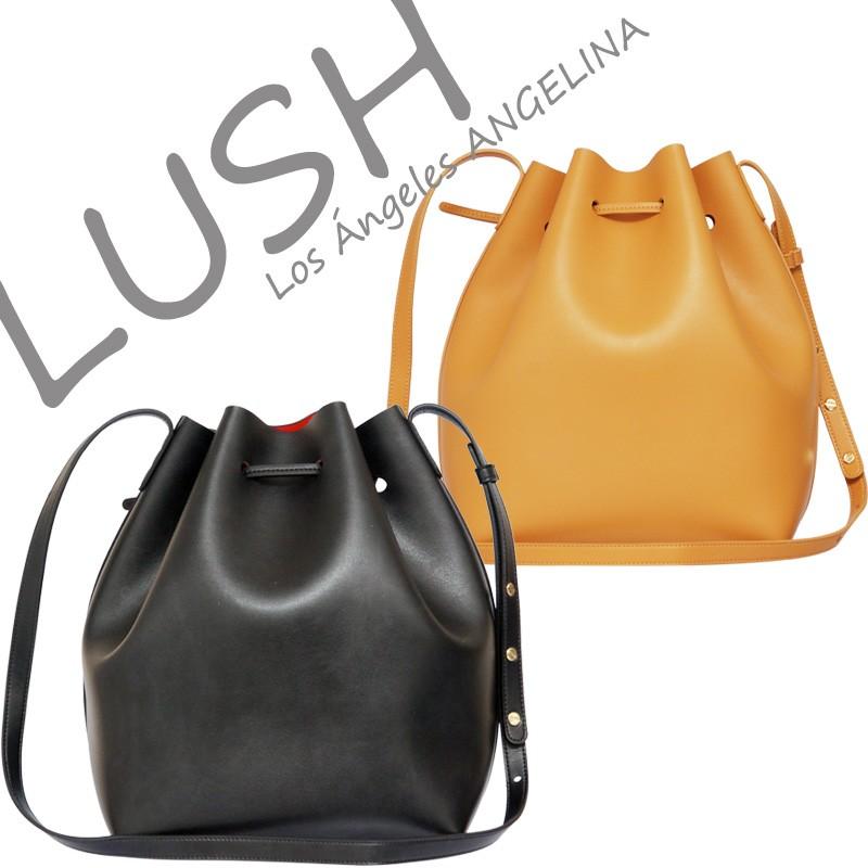 LUSH ラッシュ リュリュ バイカラーレザー巾着ショルダーバッグ LUSH ラッシュ リュリュ バイカラーレザー巾着ショルダーバッグ