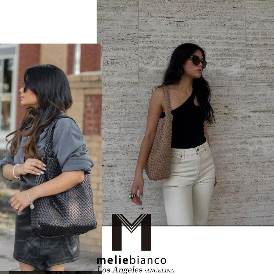 限定品  Melie Bianco（メリービアンコ）AB9559 レディース 編み込み メッシュ 網目 大きめ リッチ トートバッグ 高級ヴィーガンレザーヘイリービーバーの画像