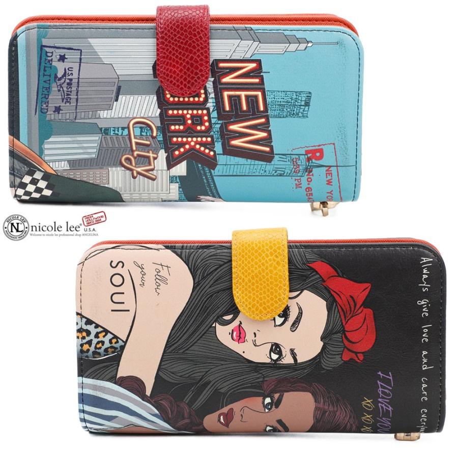 数量限定 NICOLE LEE ニコールリー PRT6700 フローラル ガールプリント ラウンドファスナー長財布 ストラップ付 ヴィーガン レディース さいふ 人気 おしゃれ ママ ブランド カード入れ 30代 40代 20代 アニメ RFIDブロッキング機能 ビーガンレザー Nicole Lee（ニコールリー） 数量限定 PRT6700 フローラル ガール