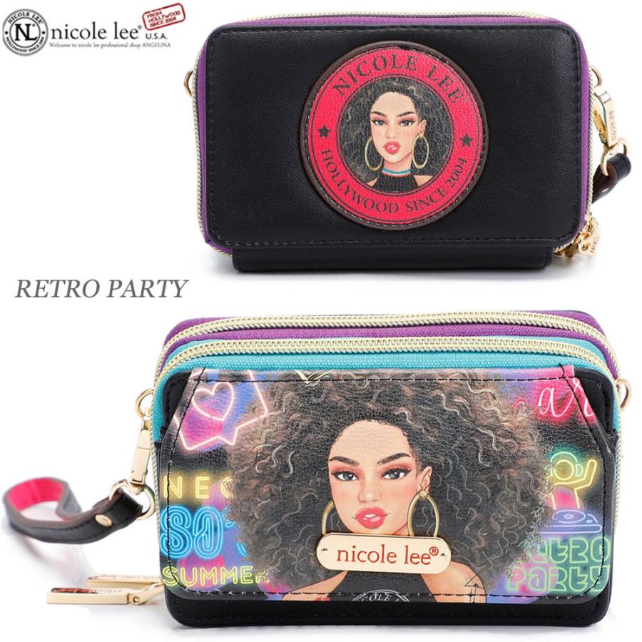 数量限定！NICOLE LEE ニコールリー PRT6812 レディース ガールプリント ミニバッグ ダブルファスナー ミニ財布 ポーチ ショルダー ハンドストラップ RFIDブロッキング機能 ビーガンレザー ヴィーガン 人気 ラウンドファスナー ブランド 30代 40代 20代 Nicole Lee（ニコールリー） 数量限定！NICOLE LEE PRT6812 レディース