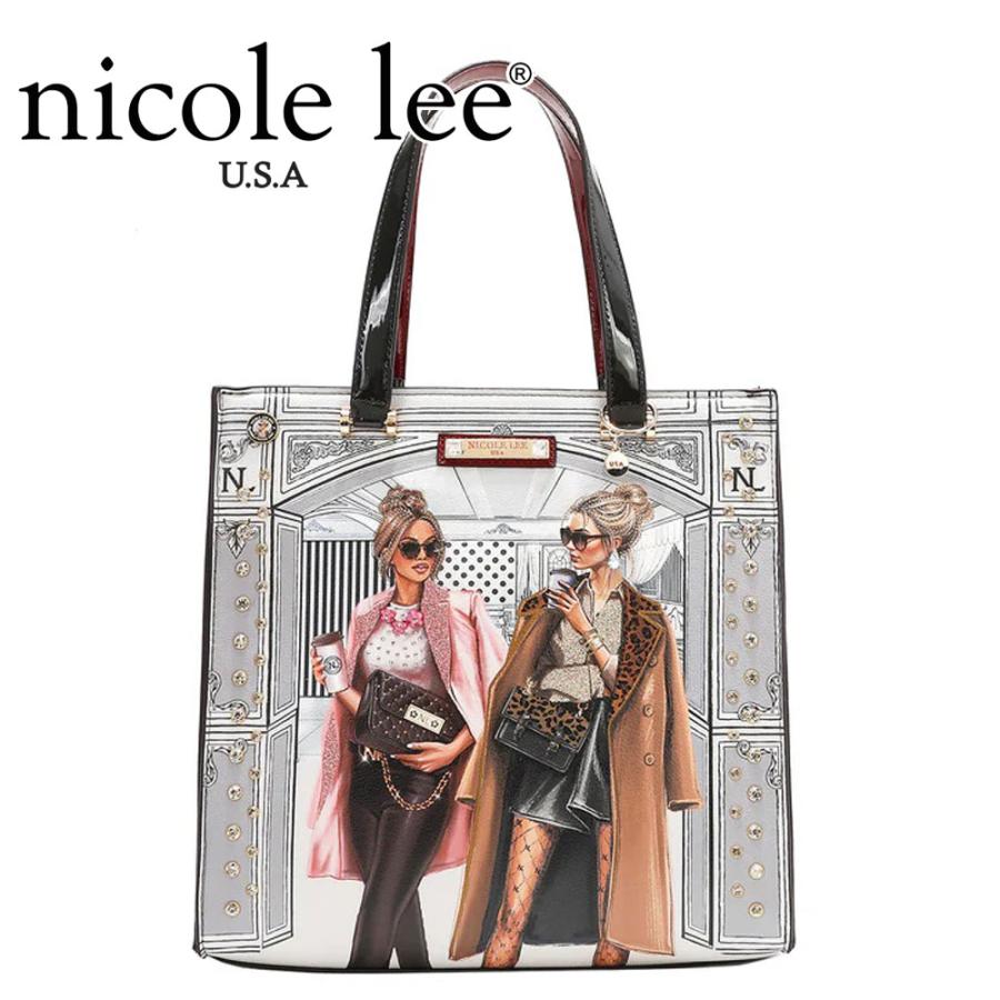 2024 新作 数量限定 NICOLE LEE ニコールリー LNO17063 LADIES NIGHT OUT TOTE レディース スクエアトートバッグ ショルダー ハンドバッグ 海外ブランド バック  ニコルリー カラーストーン スタッズ クール かっこいい クリスマス レオパード柄 ビジュー キラキララメ 大き Nicole Lee（ニコールリー） 数量限定 LNO17063 LADIES NIGHT OUT TOTE