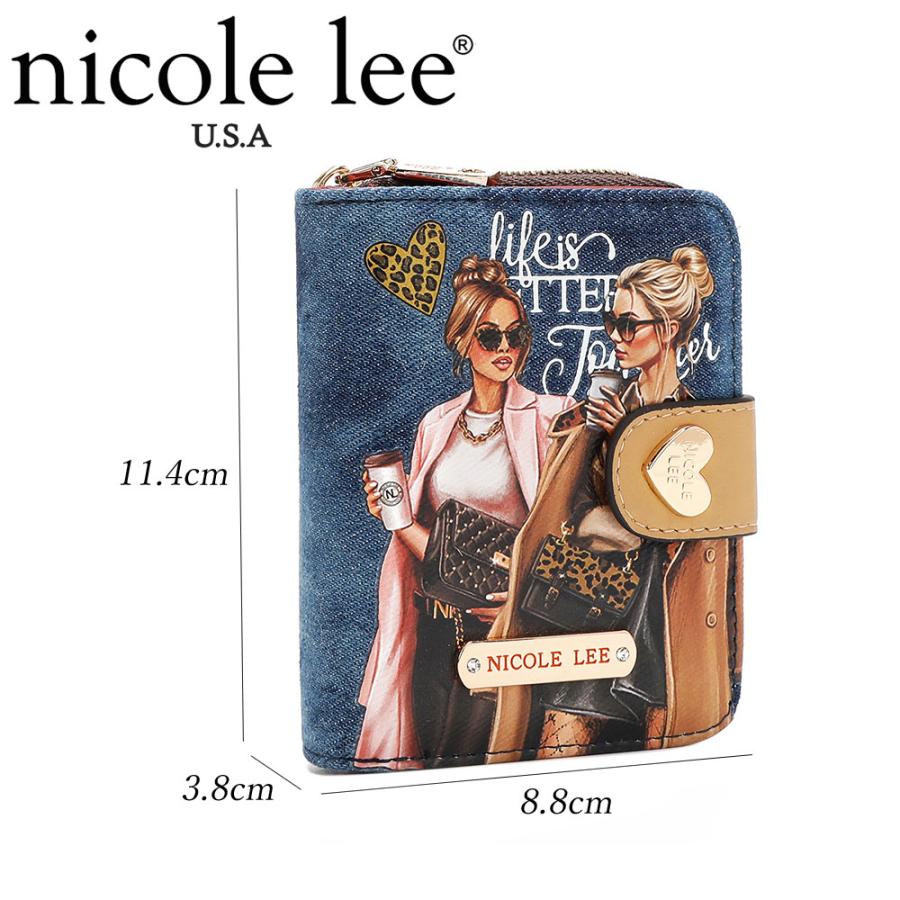 数量限定 NICOLE LEE ニコールリー PRT6903D LADIES NIGHT OUT DENIM HEART BIFOLD WALLET  レディース デニムミックス 二つ折り財布 ミニ財布