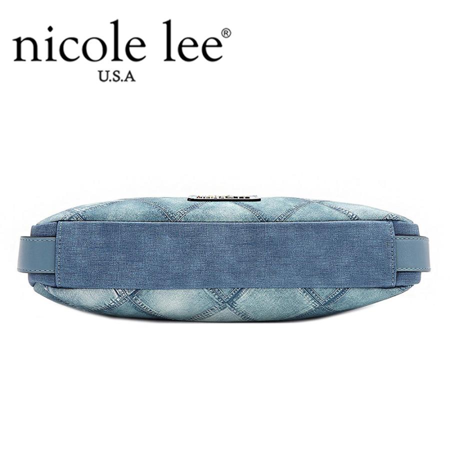 数量限定 NICOLE LEE ニコールリー P17092 ブルーフラワーショルダーバッグ 2WAY レディース ワンショルダー デニム キルティングパッチワーク