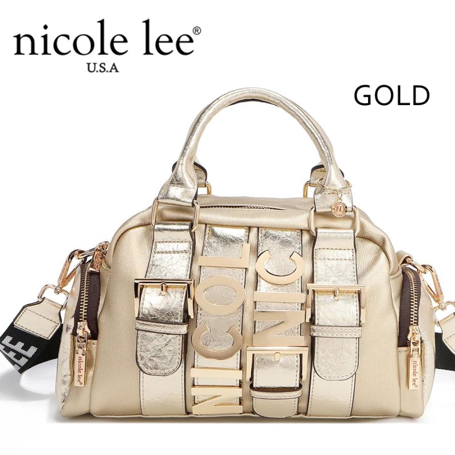 数量限定 NICOLE LEE ニコールリー P17201 CALISTA マルチポケット ハンドバッグ レディース ビッグメタルロゴ クロコダイル型押し ロゴショルダーの画像