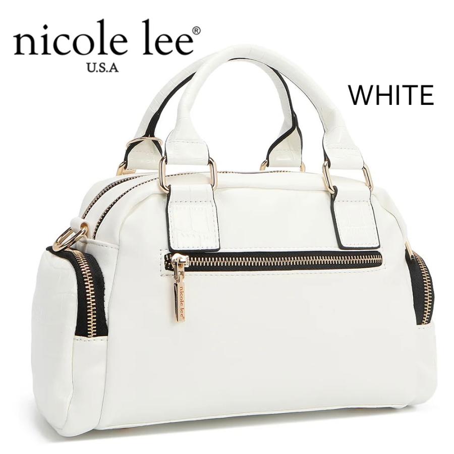 数量限定 NICOLE LEE ニコールリー P17201 CALISTA マルチポケット ハンドバッグ レディース ビッグメタルロゴ クロコダイル型押し ロゴショルダーの画像