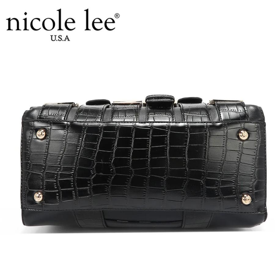 数量限定 NICOLE LEE ニコールリー P17203 CALISTA サッチェル スクエアバッグ ハンドバッグ レディース ビッグメタルロゴ セレモニー クロコ柄の画像