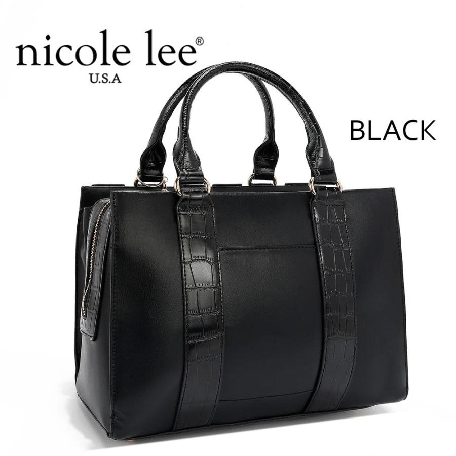 数量限定 NICOLE LEE ニコールリー P17203 CALISTA サッチェル スクエアバッグ ハンドバッグ レディース ビッグメタルロゴ セレモニー クロコ柄の画像