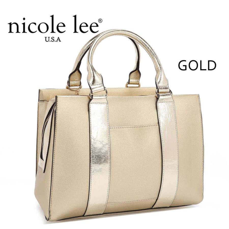 数量限定 NICOLE LEE ニコールリー P17203 CALISTA サッチェル スクエアバッグ ハンドバッグ レディース ビッグメタルロゴ セレモニー クロコ柄の画像