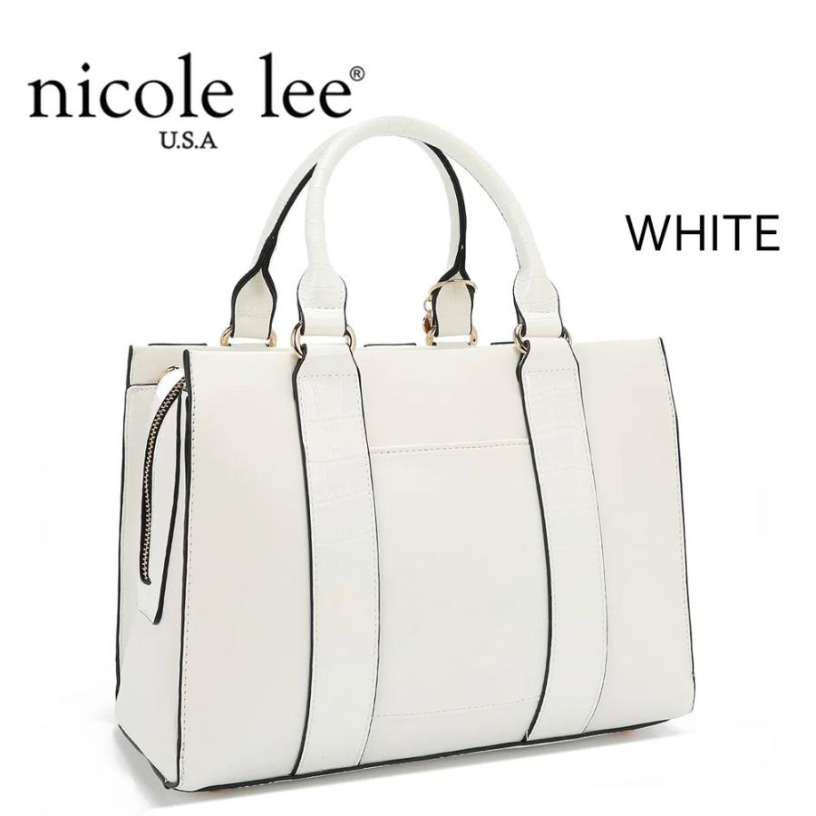 数量限定 NICOLE LEE ニコールリー P17203 CALISTA サッチェル スクエアバッグ ハンドバッグ レディース ビッグメタルロゴ セレモニー クロコ柄の画像
