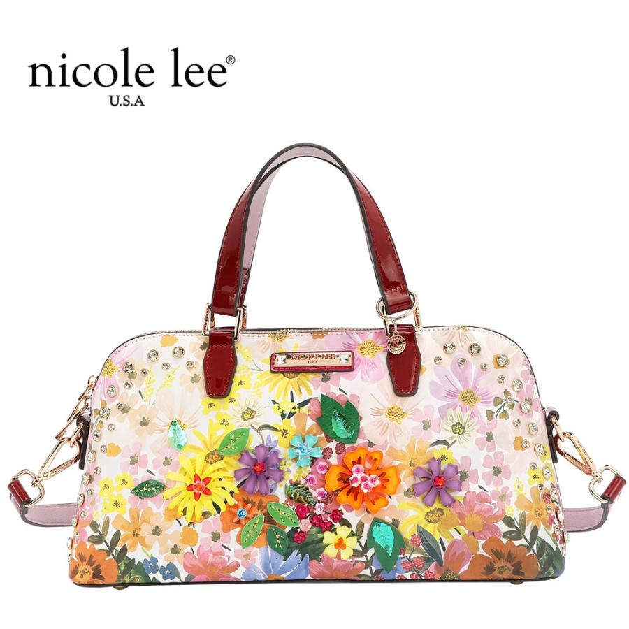 数量限定 NICOLE LEE ニコールリー DB17252 DREAMS BLOSSOM ショルダーバッグ ドーム 横長 ハンドバッグ ハレノヒ 桜ピンクストライプの画像