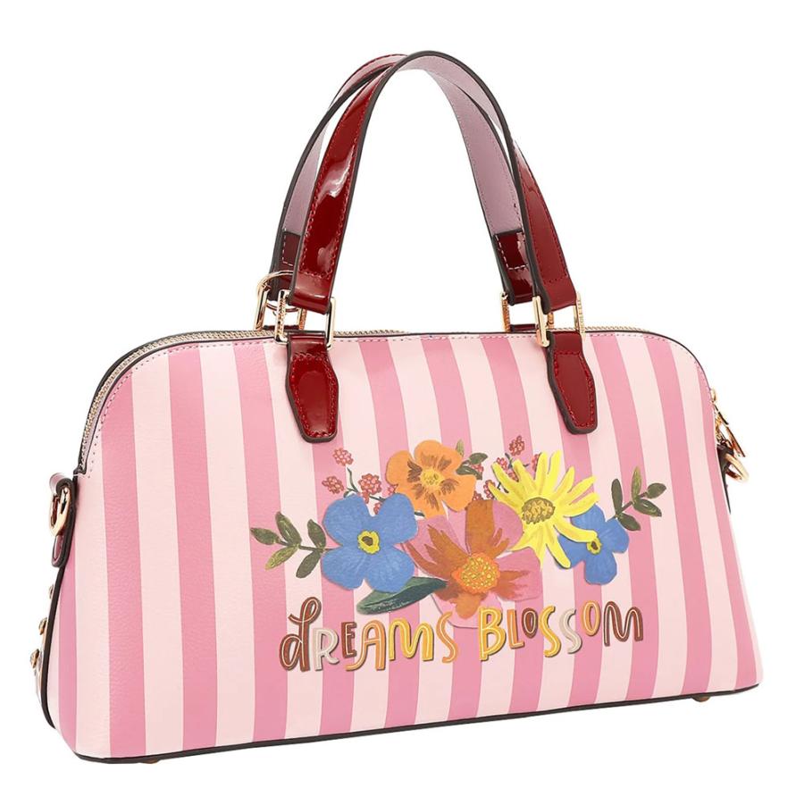 数量限定 NICOLE LEE ニコールリー DB17252 DREAMS BLOSSOM ショルダーバッグ ドーム 横長 ハンドバッグ ハレノヒ 桜ピンクストライプの画像