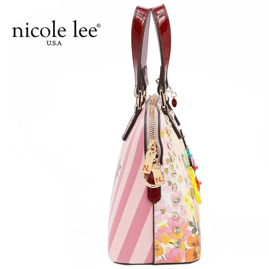 数量限定 NICOLE LEE ニコールリー DB17252 DREAMS BLOSSOM ショルダーバッグ ドーム 横長 ハンドバッグ ハレノヒ 桜ピンクストライプの画像