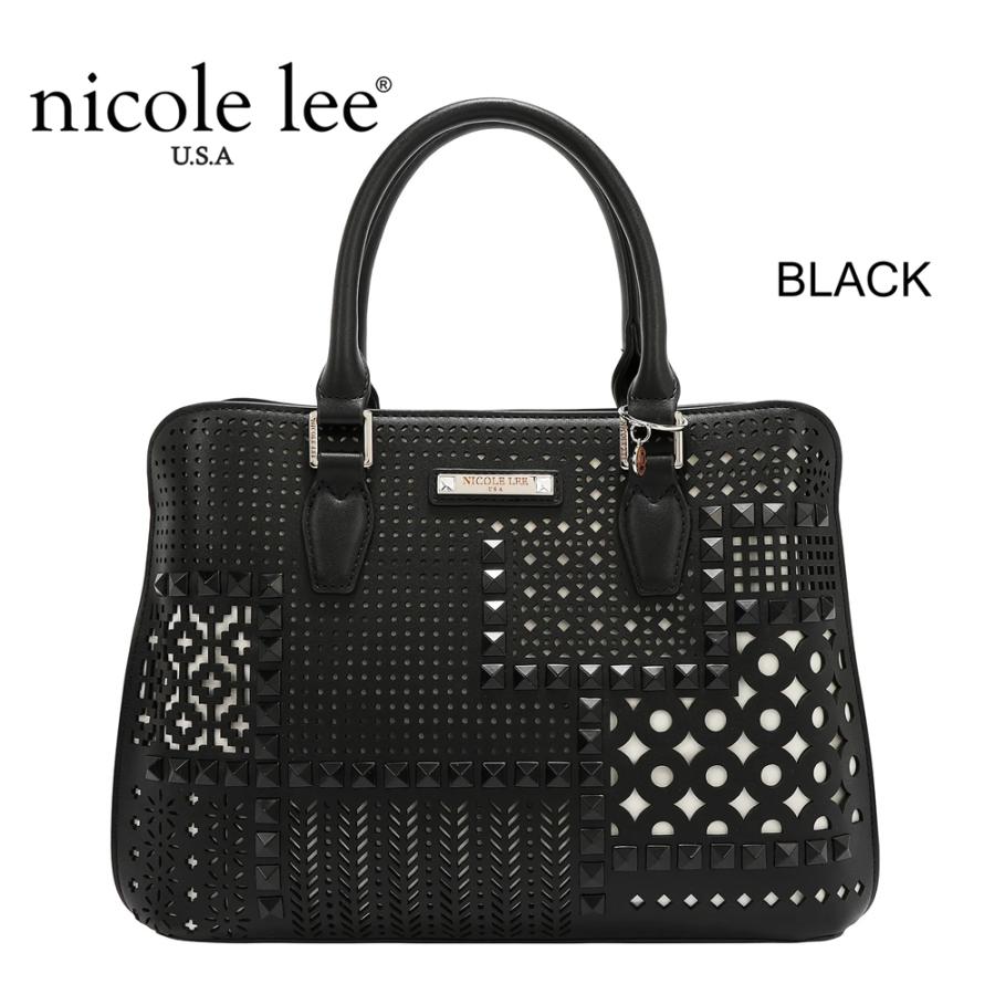 2026新作 数量限定 NICOLE LEE ニコールリー LSR17402 ドームバッグ エッジ クール 2WAY レーザーカット スタッズ ジオメトリック ショルダー トートバッグ_5
