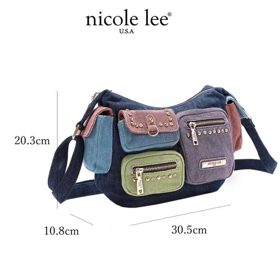 数量限定 NICOLE LEE ニコールリー JS17134 Y2Kスタイル レディース 日本正規品 カラーブロック ショルダーバッグ ニコルリー カラーデニム カジュアル_3