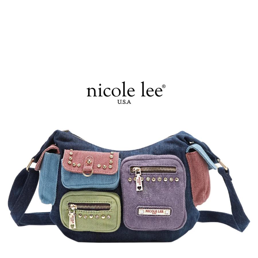 数量限定 NICOLE LEE ニコールリー JS17134 Y2Kスタイル レディース 日本正規品 カラーブロック ショルダーバッグ ニコルリー カラーデニム カジュアル_1