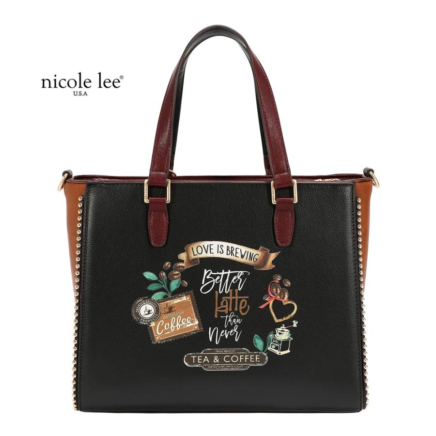 2026新作 数量限定 NICOLE LEE ニコールリー VF17605 VIRTUAL FRIEND TOTE BAG トートバッグ ハンドバッグ ブラウン 2WAY ショルダーバッグの画像