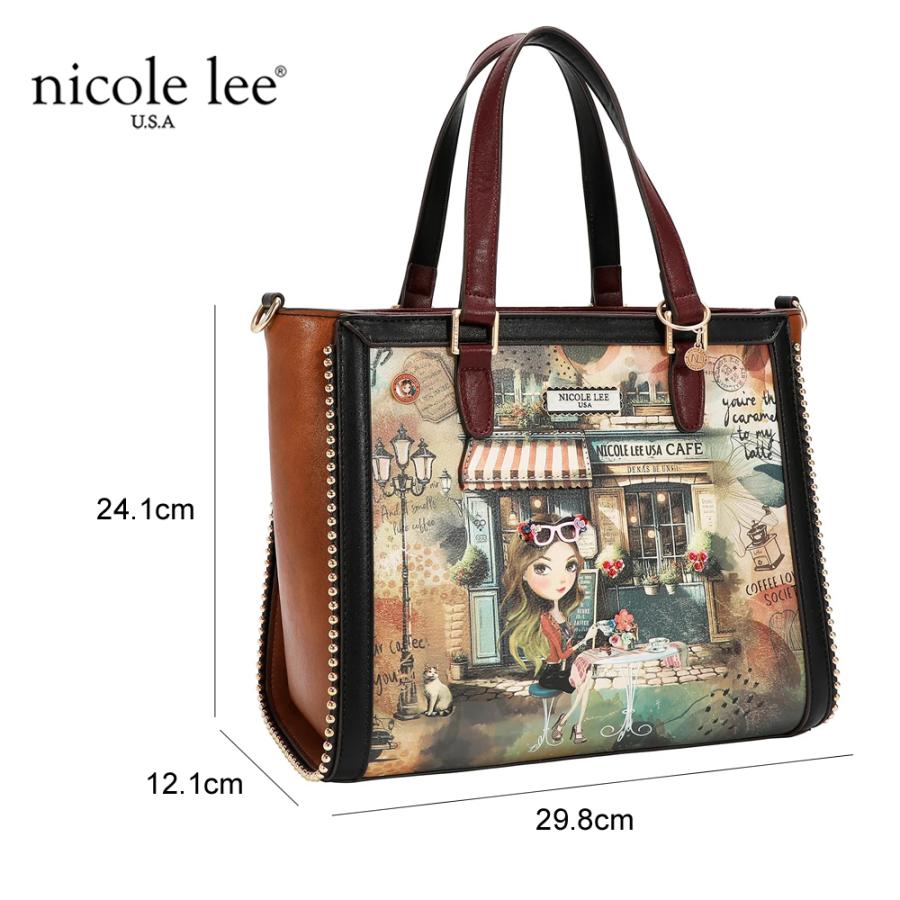 2026新作 数量限定 NICOLE LEE ニコールリー VF17605 VIRTUAL FRIEND TOTE BAG トートバッグ ハンドバッグ ブラウン 2WAY ショルダーバッグの画像