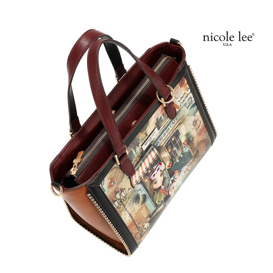 2026新作 数量限定 NICOLE LEE ニコールリー VF17605 VIRTUAL FRIEND TOTE BAG トートバッグ ハンドバッグ ブラウン 2WAY ショルダーバッグの画像