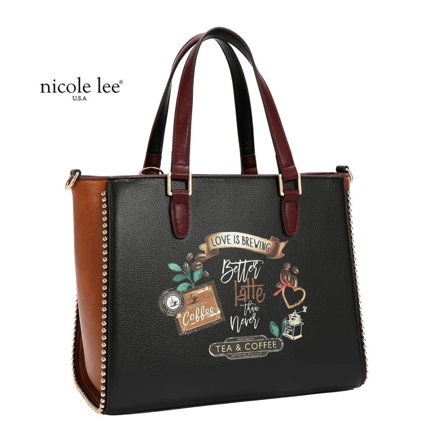 2026新作 数量限定 NICOLE LEE ニコールリー VF17605 VIRTUAL FRIEND TOTE BAG トートバッグ ハンドバッグ ブラウン 2WAY ショルダーバッグの画像