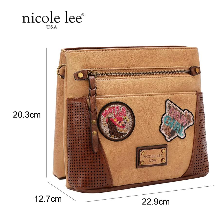 2026新作 数量限定 NICOLE LEE ニコールリー P17471 VINTAGE PATCH CROSSBODY BAG ショルダーバッグ パッチデザイン ビンテージ ワッペン ナナメ掛け_5