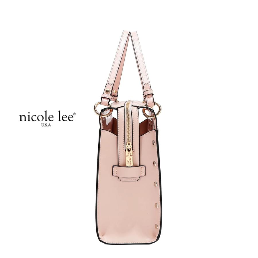2026新作 数量限定 NICOLE LEE ニコールリー LSR17666 SILVER POP STUD SATCHEL BAG レーザーカット ハンドバッグ サッチェル ジオメトリック柄