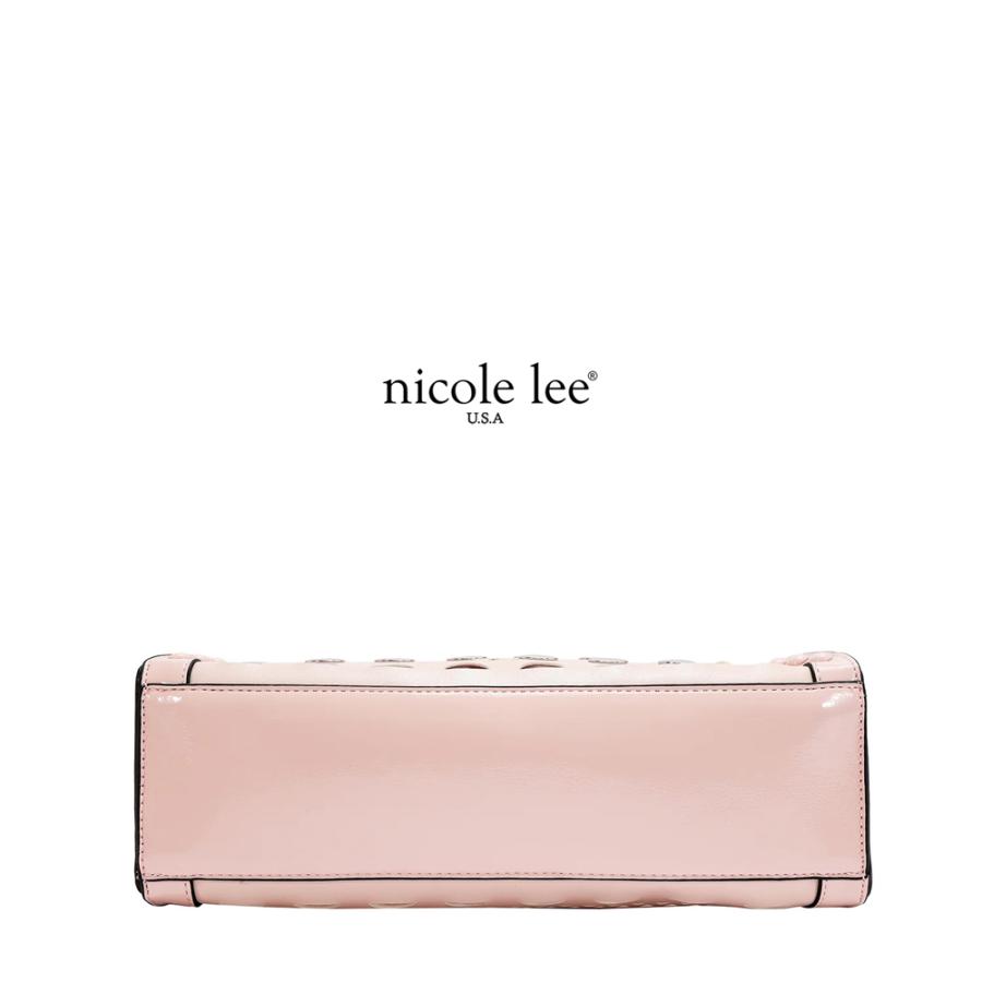 2026新作 数量限定 NICOLE LEE ニコールリー LSR17666 SILVER POP STUD SATCHEL BAG レーザーカット ハンドバッグ サッチェル ジオメトリック柄