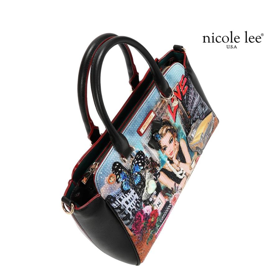 2026新作 数量限定 NICOLE LEE ニコールリー SI17450 SABINA IMAGINES SATCHEL BAG ニューヨーク  アート サッチェルバッグ 2WAY ロゴショルダー ボストンの画像