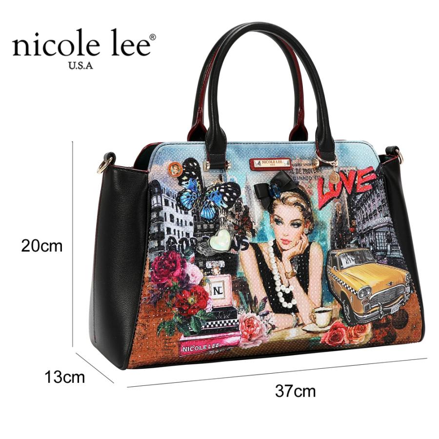 2026新作 数量限定 NICOLE LEE ニコールリー SI17450 SABINA IMAGINES SATCHEL BAG ニューヨーク  アート サッチェルバッグ 2WAY ロゴショルダー ボストンの画像
