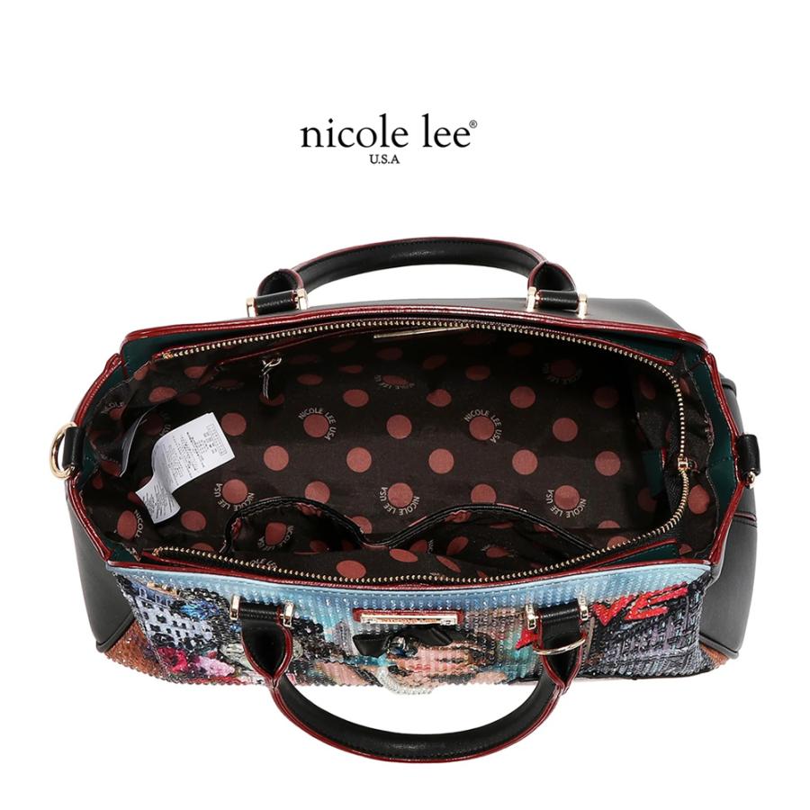 2026新作 数量限定 NICOLE LEE ニコールリー SI17450 SABINA IMAGINES SATCHEL BAG ニューヨーク  アート サッチェルバッグ 2WAY ロゴショルダー ボストンの画像
