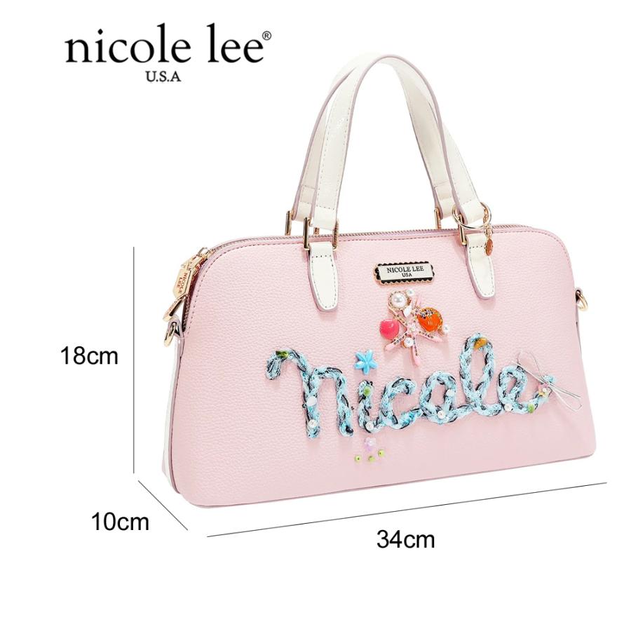 2026新作 数量限定 NICOLE LEE ニコールリー P17638 NICOLE OCEAN LONG DOME BAG パステルカラー バイカラー クラシカル ドーム型バッグ ナナメ掛け 貝殻