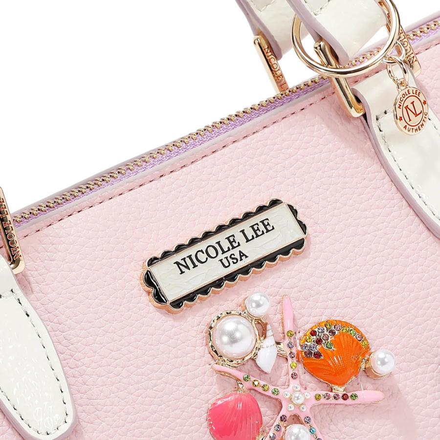 2026新作 数量限定 NICOLE LEE ニコールリー P17638 NICOLE OCEAN LONG DOME BAG パステルカラー バイカラー クラシカル ドーム型バッグ ナナメ掛け 貝殻