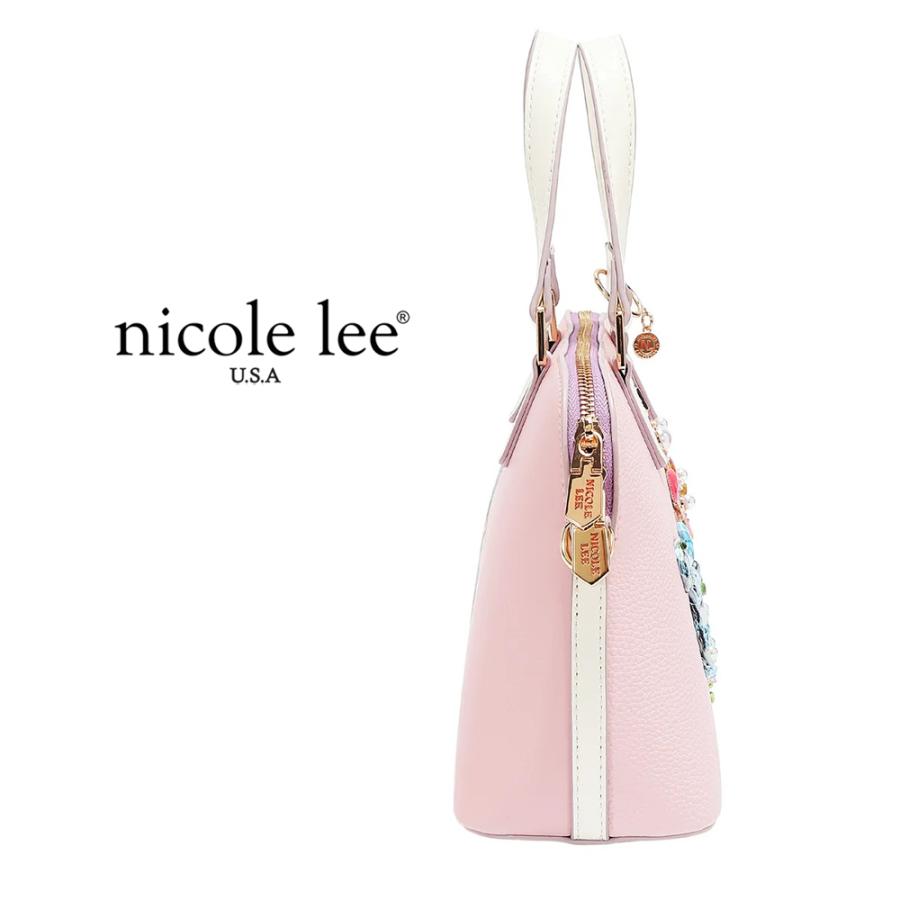 2026新作 数量限定 NICOLE LEE ニコールリー P17638 NICOLE OCEAN LONG DOME BAG パステルカラー バイカラー クラシカル ドーム型バッグ ナナメ掛け 貝殻