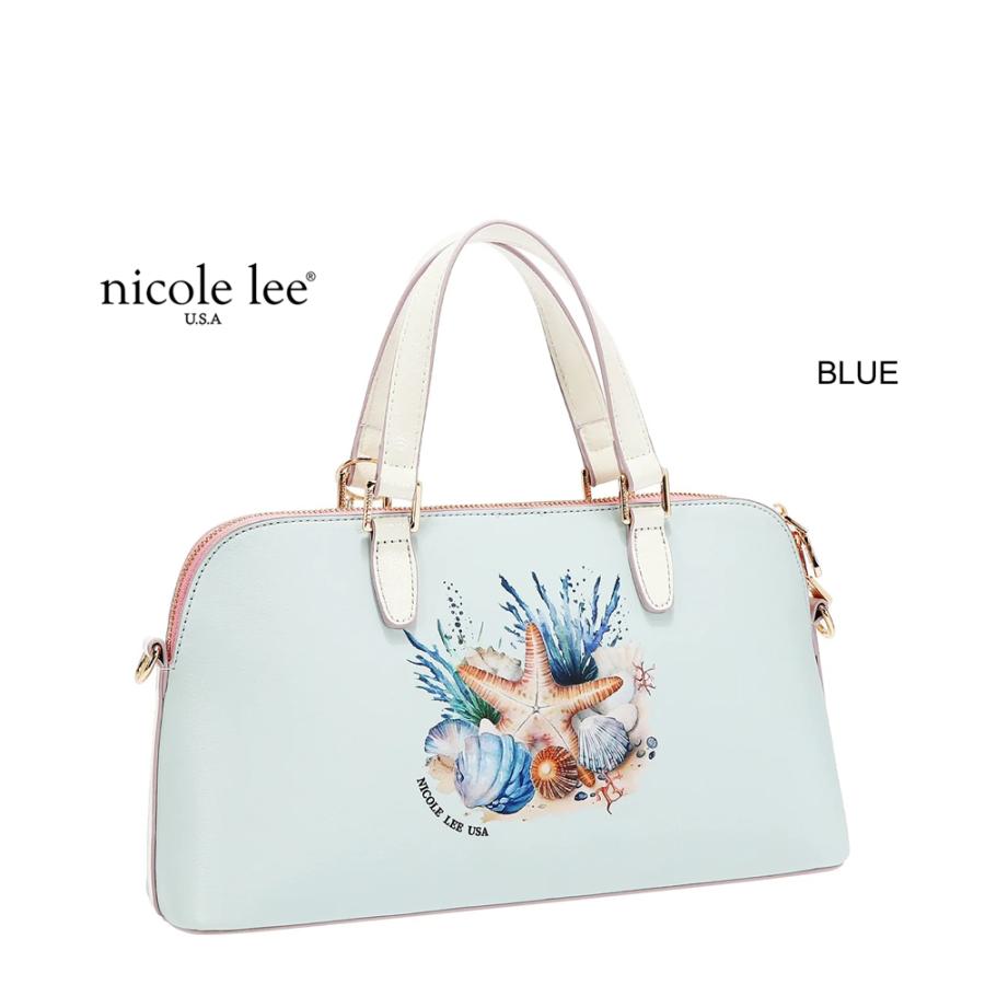 2026新作 数量限定 NICOLE LEE ニコールリー P17638 NICOLE OCEAN LONG DOME BAG パステルカラー バイカラー クラシカル ドーム型バッグ ナナメ掛け 貝殻