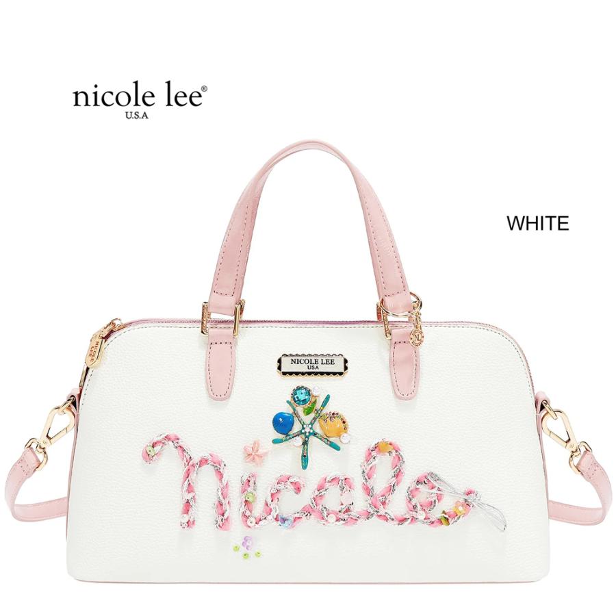 2026新作 数量限定 NICOLE LEE ニコールリー P17638 NICOLE OCEAN LONG DOME BAG パステルカラー バイカラー クラシカル ドーム型バッグ ナナメ掛け 貝殻