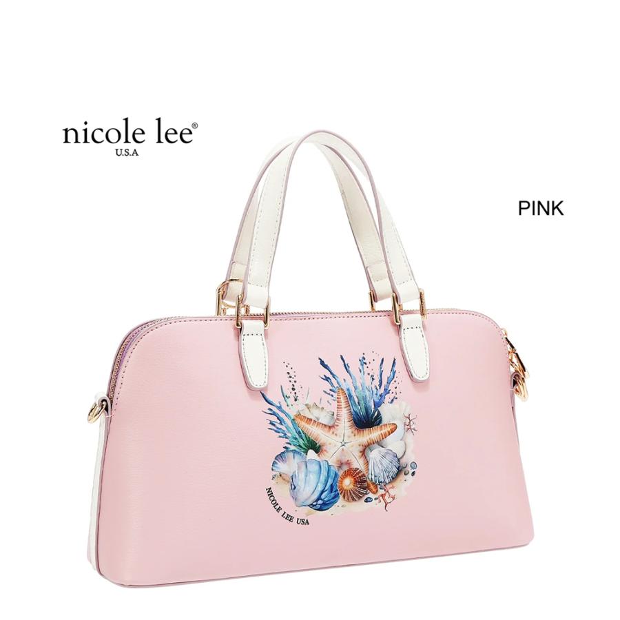 2026新作 数量限定 NICOLE LEE ニコールリー P17638 NICOLE OCEAN LONG DOME BAG パステルカラー バイカラー クラシカル ドーム型バッグ ナナメ掛け 貝殻