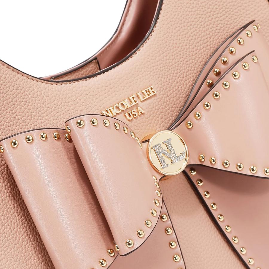 2026新作 数量限定 NICOLE LEE ニコールリー P17622 STUDDED BOW HOBO BAG ホーボーバッグ ショルダーバッグ ハンドバッグ ビッグリボン トートバッグの画像