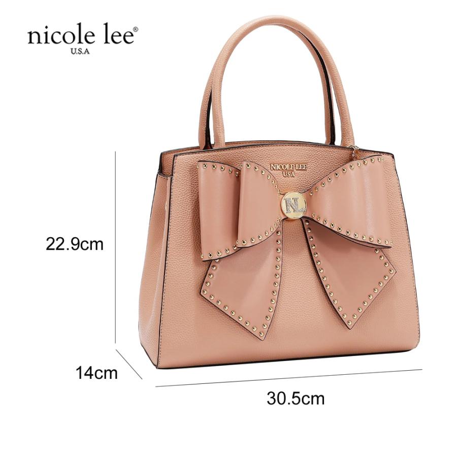 2026新作 数量限定 NICOLE LEE ニコールリー P17623 STUDDED BOW SATCHEL BAG サッチェルバッグ 2WAYショルダー ハンドバッグ ビッグリボン トートバッグの画像