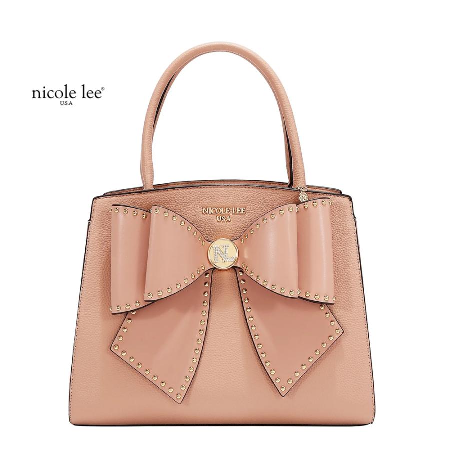 2026新作 数量限定 NICOLE LEE ニコールリー P17623 STUDDED BOW SATCHEL BAG サッチェルバッグ 2WAYショルダー ハンドバッグ ビッグリボン トートバッグの画像