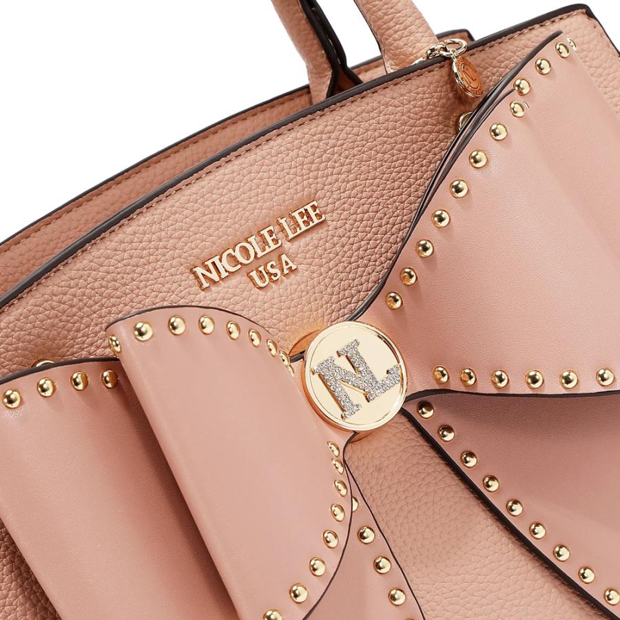 2026新作 数量限定 NICOLE LEE ニコールリー P17623 STUDDED BOW SATCHEL BAG サッチェルバッグ 2WAYショルダー ハンドバッグ ビッグリボン トートバッグの画像