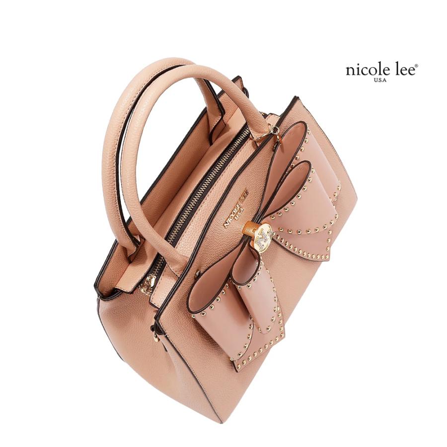 2026新作 数量限定 NICOLE LEE ニコールリー P17623 STUDDED BOW SATCHEL BAG サッチェルバッグ 2WAYショルダー ハンドバッグ ビッグリボン トートバッグの画像