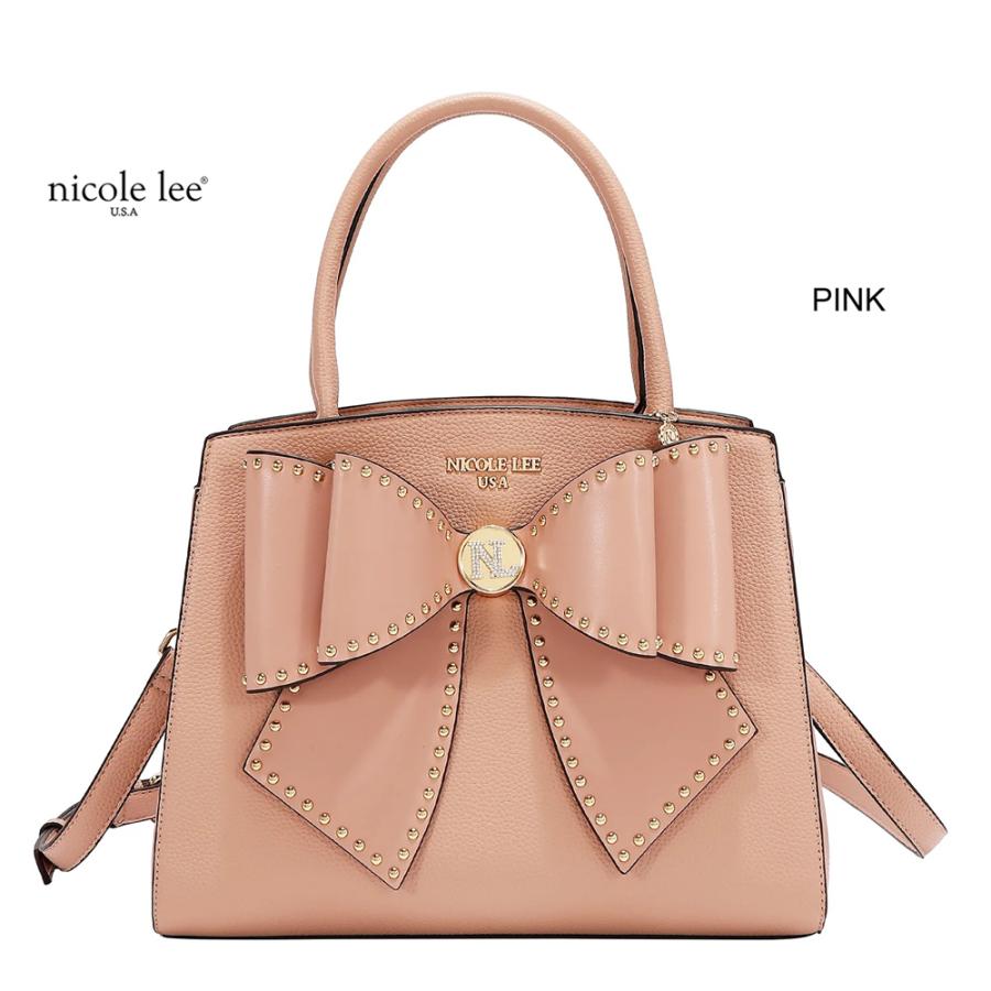 2026新作 数量限定 NICOLE LEE ニコールリー P17623 STUDDED BOW SATCHEL BAG サッチェルバッグ 2WAYショルダー ハンドバッグ ビッグリボン トートバッグの画像