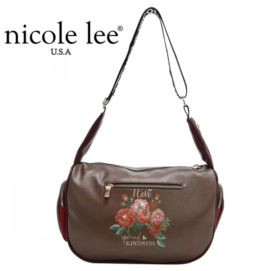 数量限定 NICOLE LEE ニコールリー BD17024 BLIND DATE レディース スカーフ付き ブラウン レッド ベージュ ショルダーバッグ ロゴショルダー_2