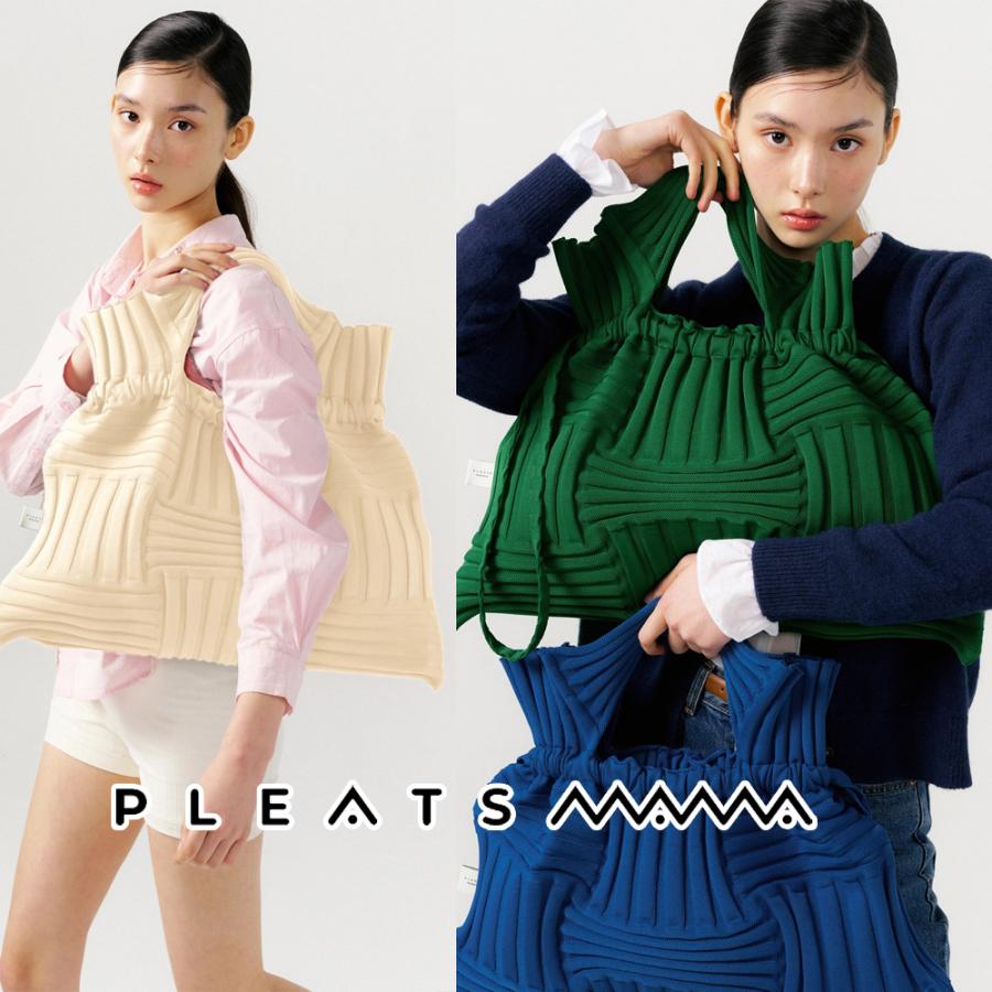 2026新ブランド！保証付 返品OK  PLEATS MAMA プリーツママ 日本 正規品  初上陸ブランド Big Bow Bag ニットバッグ 編み込み 大きめ トート ハンドバッグの画像